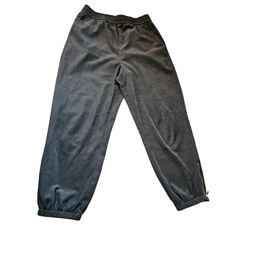 Zara Joggers Pants Gray Size M Pull On Elastic Waist Zipper On Cuffs